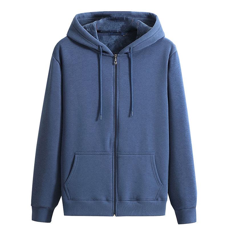 Men's Plus Size Fleece-Lined Zipper Hoodie - Thick, Loose Fit for Autumn and Winter