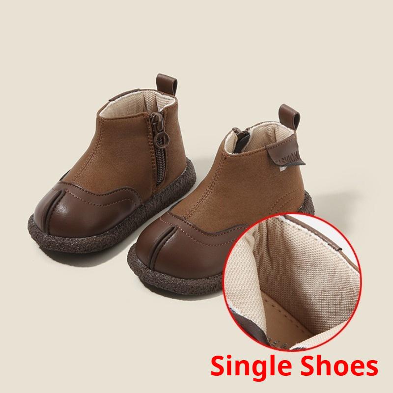 Kinder Lederstiefel Baby Kleinkind Schuhe Jungen Kurze Stiefel Mädchen Rutschfeste Baumwollschuhe
