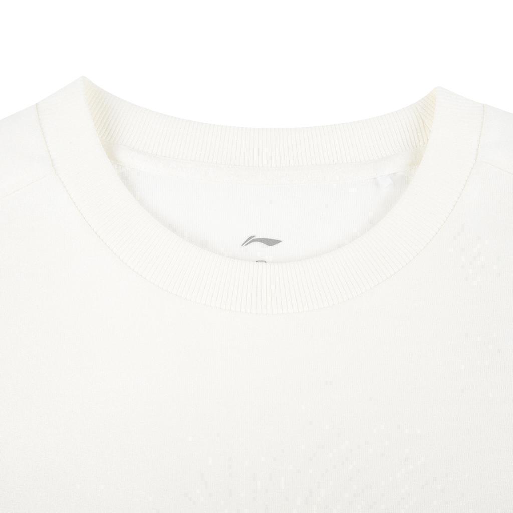 Men's Li-Ning Sweatshirts Unisex Ivory Crew Neck Moderate Straight Fit
