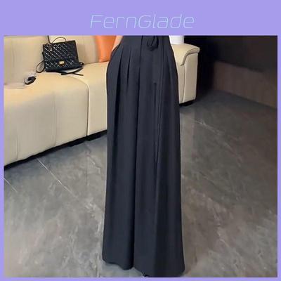 Womens High Waist Wide Leg Pants With Tie Belt For Casual Office Wear