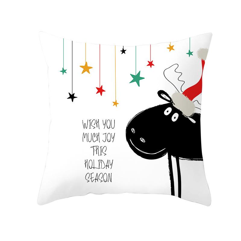 Cartoon Christmas Peach Skin Pillow Cover New Sofa Cushion Cover Square Cushion Pillow Cover
