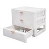 3-Layer White Desktop Storage Organizer with Drawers and Top Platform Durable PP Material Space-Saving Desk Organizer
