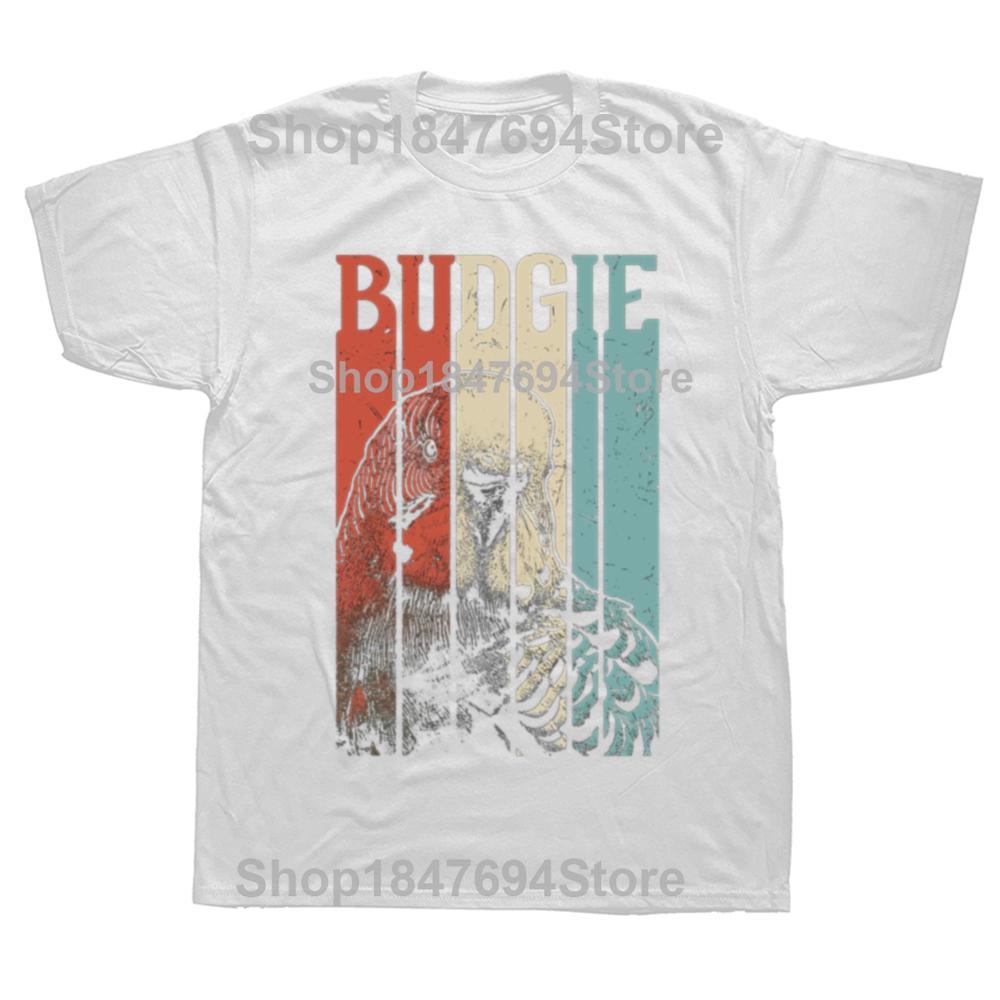 Funny Retro Vintage Budgie Classic Graphic T-shirts Men Women's Fashion Casual Tshirt 100% Cotton Loose Oversized Bird T Shirt