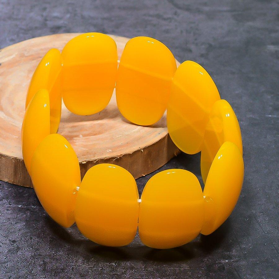 Natural Yellow Onyx Gemstone Handmade Cuff Adjustable ETC-9788