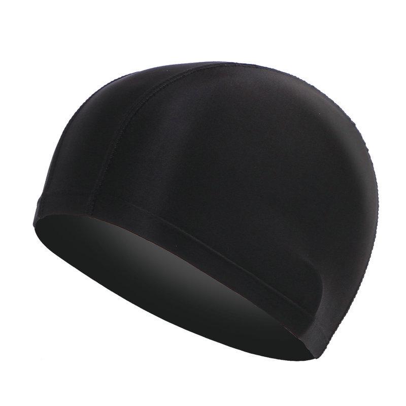 Nabeimeibu Adult Solid Color Cloth Swimming & Cycling Cap - Black, Individually Packaged