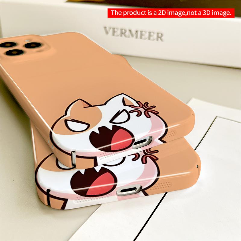 2DFlat Angry Cat with Sharp Teeth and Red Vein on Head All inclusive film hard iPhone case, compatible with iPhone 18 Pro Max 17 16 15 14 13 12 11