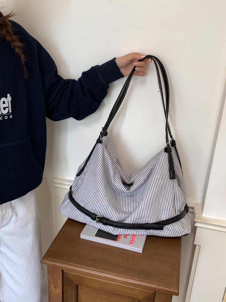 2026 Damen Große Gestreifte Canvas-Tragetasche - Lässige, Vielseitige Einzelschultertasche
