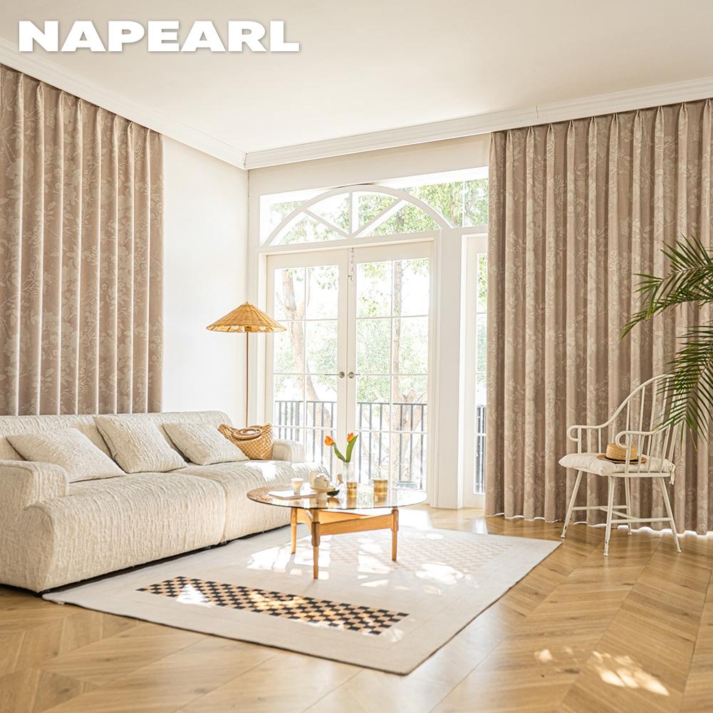 1PC NAPEARL French Gentle Printed Curtains with 70-80% Blackout for Bedroom Living Room Window for Home Decor