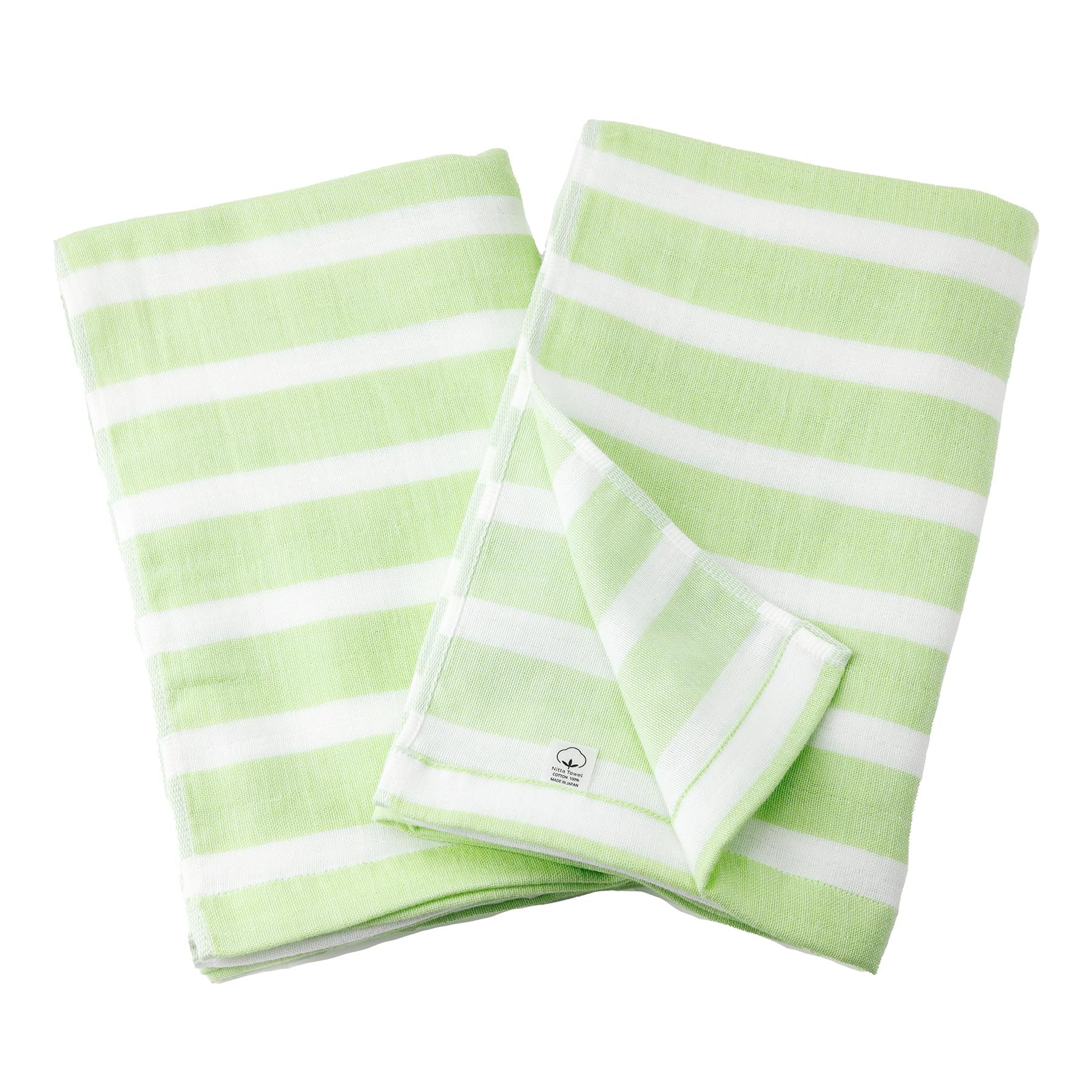 

Mukotowel Gauze Border Bath Senshu Made in Set of Lime Double-Ply Towel, Towel, Thin, Japan, Quick-Drying, 2, лаймовый