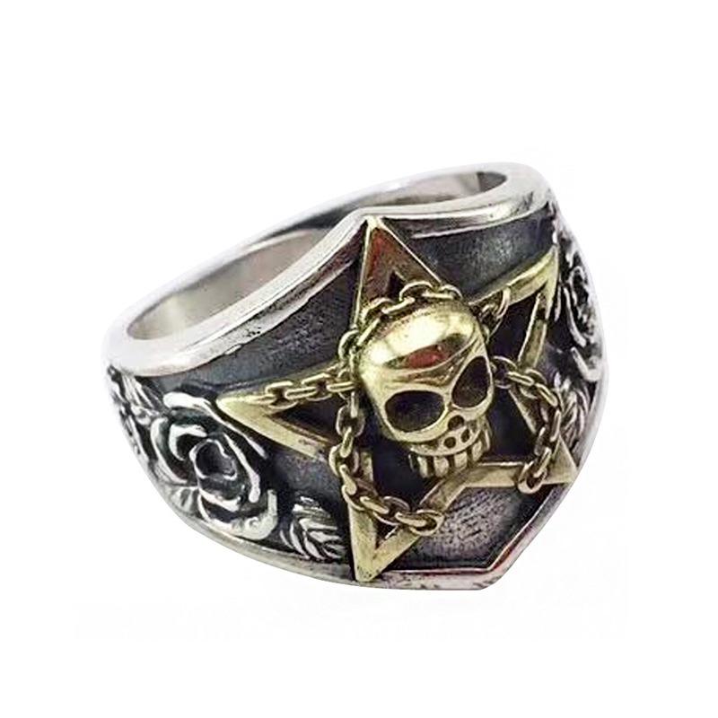 Skeleton head ring man, domineering retro fashion, adjustable opening, food ring accessory gift