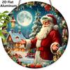 Panneau de Noël en Aluminium Coloré Plat 2D - Ornements Figurine Navidad avec Motif Père Noël & Couronne - Idéal pour Porte d'Entrée, Mur, Porche, Clôture