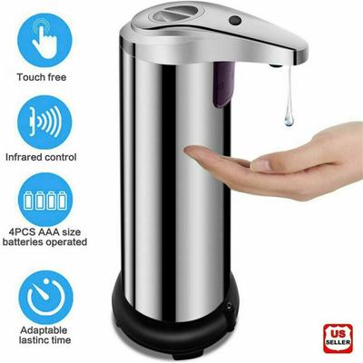 250ml Automatic Soap Dispenser Built-in Infrared Sensor Handsfree Touchless Stainless Steel For