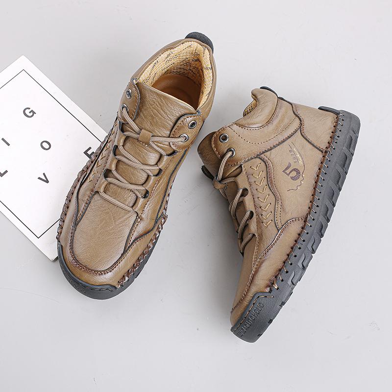 Fashion Fashion Botines Zip Lace-up Ankle Boots Vintage Male High Top Shoes Outdoor Leather Casual Shoes Non-Slip Mens Motorcycle Boots