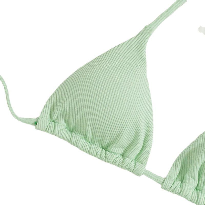 2025 Europejski i Amerykański Seksowny Strój Kąpielowy Bikini Plażowy w Jednolitym Kolorze z Wysokim Stanem dla Kobiet