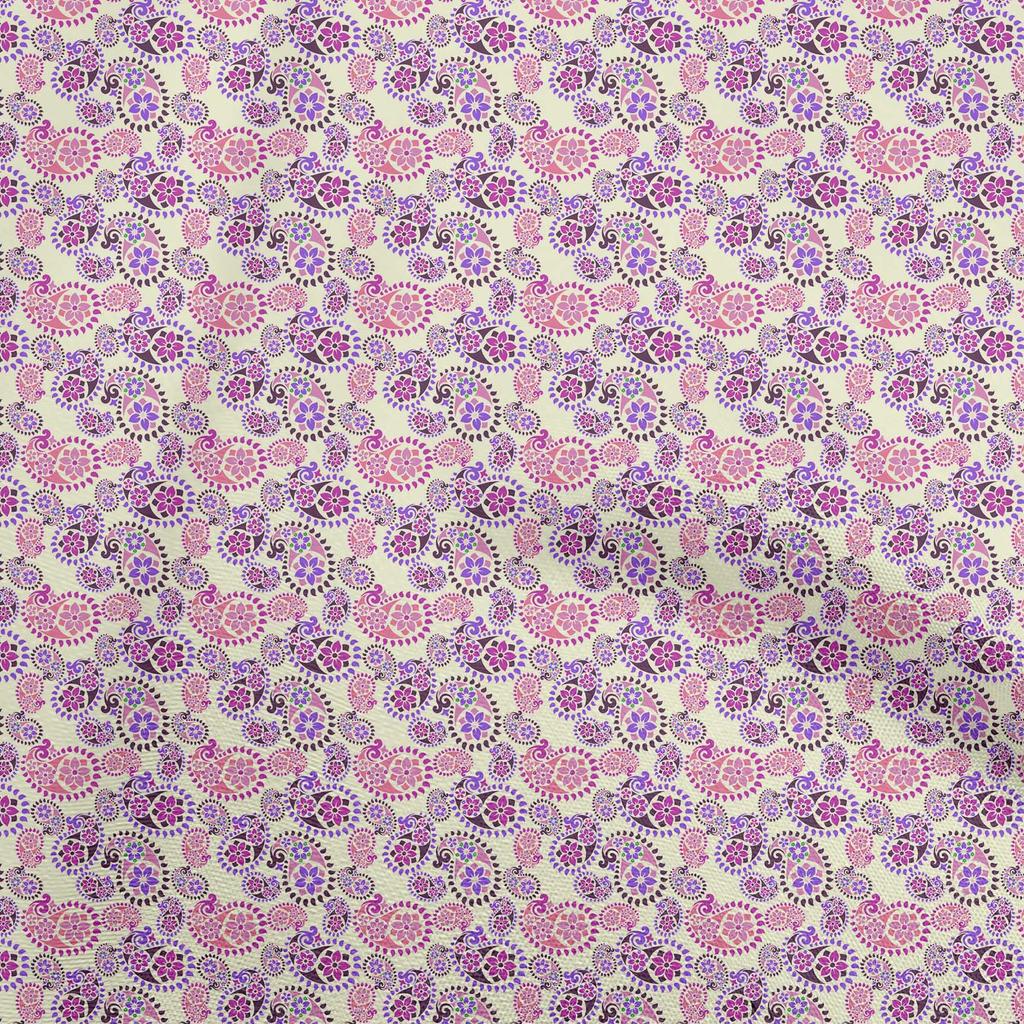 oneOone Cotton Flex Blue Fabric Asian Paisley Sewing Material Print Fabric By The Yard 40 Inch