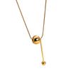 Minimalistyczny dwuwarstwowy złoty naszyjnik z fasolką na szczęście - Zimny styl łańcuszek na obojczyk w magazynie