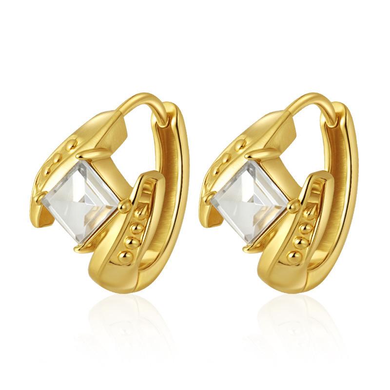 

Simple trend fashion zircon petal flower stainless steel earrings casual versatile k earrings earrings