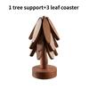 4PCS Wooden Trivets for Hot Dishes Folding Tree Shape Black Walnut Table Mat Holders Heat Insulated Pad Set Coasters for Pots