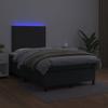 Exclusive House - Black LED Mattress Slatted Bed Base 120x190 Cm Faux Leather