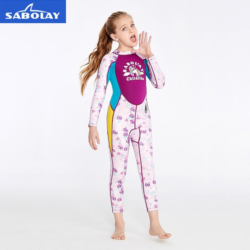 Kids 2mm Neoprene Wetsuit Snorkeling Diving Surfing Swimming UV Protection Full Body Suit