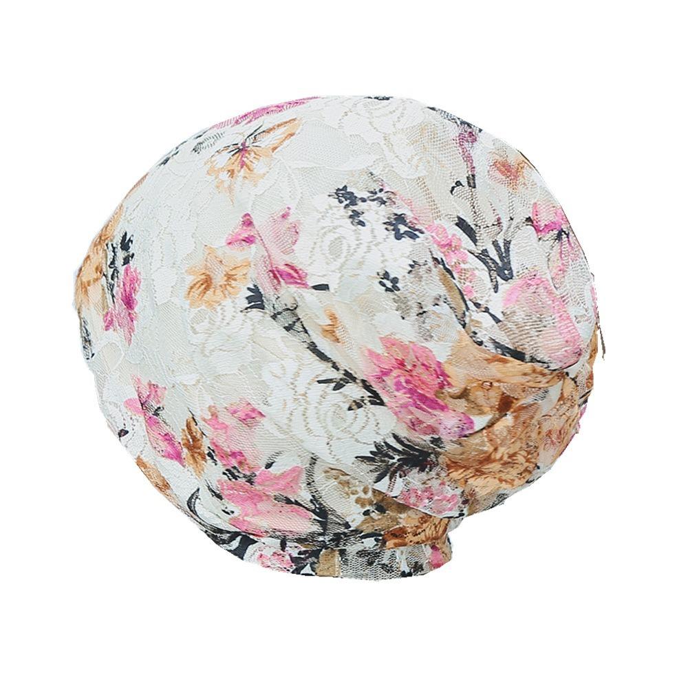 

Химиотерапевтическая шапочка с цветочным узором, мягкие головные платки, креативная шапочка из цветочного кружева, для повседневной носки бежевый