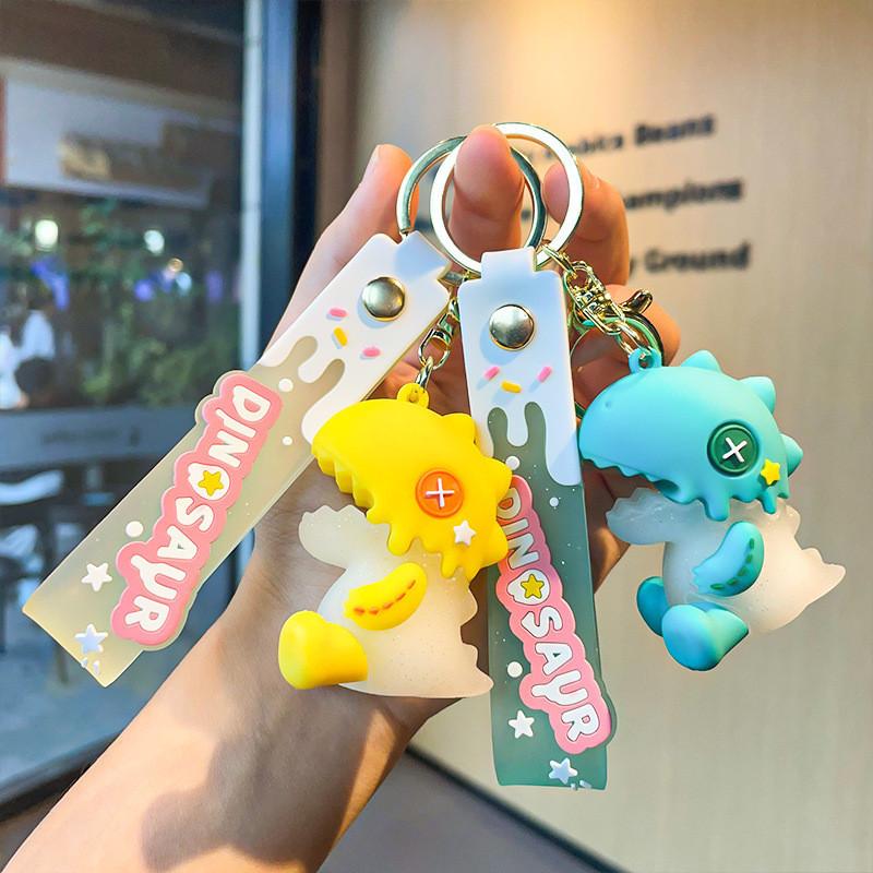 Entzückender Eisdinosaurier Schlüsselanhänger Weiches Gummi Zubehör Für Taschen Und Autos