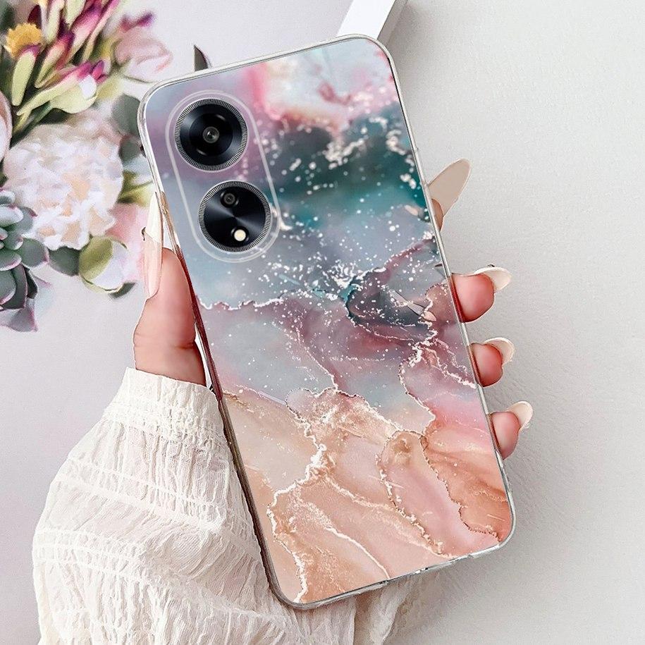 For OPPO F23 Case CPH2527 Cover Fashion Marble Flower Soft Slim Silicone Back Cover on OPPO A98 A1 5G CPH2529 OPPOF23 Phone Case