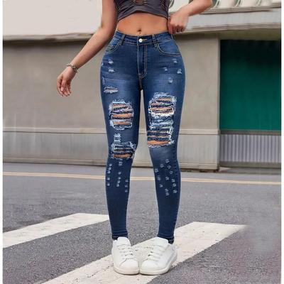 Atmungsaktive High-Waist Slim Jeans für Damen, lässige Denim-Hose mit Waschung, schlichter Stil für Sommer und Herbst