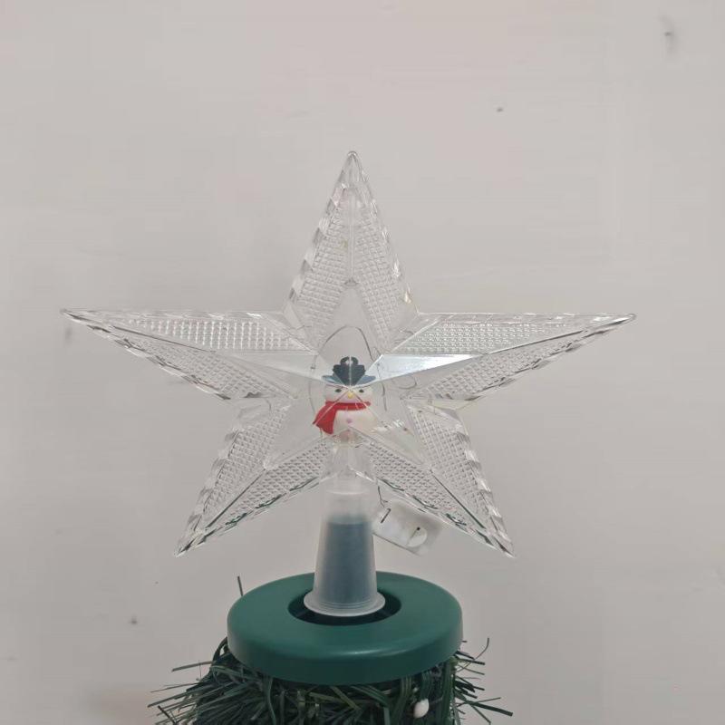 New 20cm Double-layer Five-pointed Star Snowman Tree Topper Light