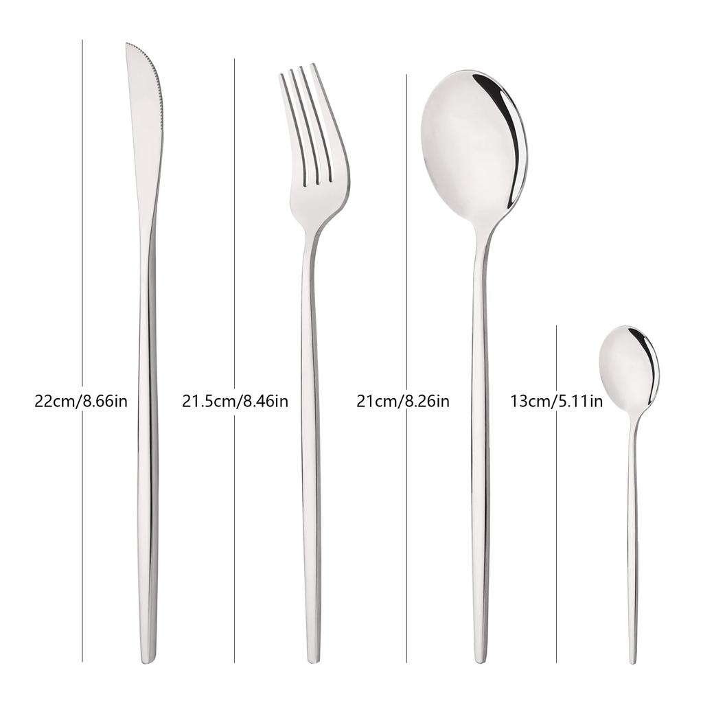 24 buc. set de tacâmuri argintiu din oțel inoxidabil pentru cină, cuțit furculiță lingură, veselă, oglindă, set de tacâmuri, pentru nuntă, pentru ziua de naștere.
