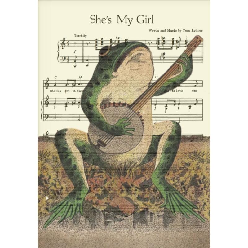 Japanese Vintage Colorful Funny Frog Playing Banjo Singing Frog Chorus Poster Canvas Painting Wall Art Living Room Home Decor