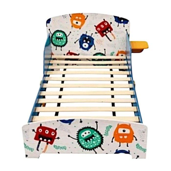 Lit enfant - GINGER HOME - 140x70 cm - Barrières anti-chute - Thème MONSTER - MDF/contreplaqué