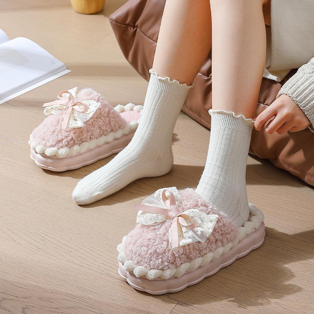 Cotton slippers women's autumn and winter new indoor home non-slip thick bottom plush warm fluffy slippers women