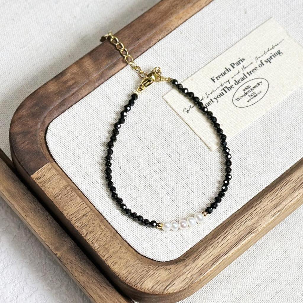 Elegant 3mm Faceted Blue Sandstone Goldstone Pearl Bracelet - Layered High-End Luxury for Women