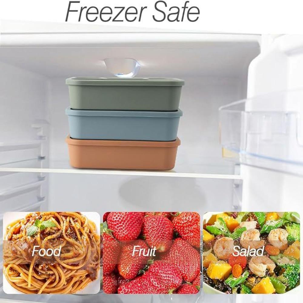4 Compartment Silicone Lunch Box Microwave Safe Fresh-keeping Box Durable Food Container  Worker