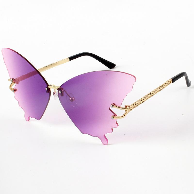 Luxury Butterfly Sunglasses Women Brand Y2K Vintage Rimless Oversized Sun Glasses Ladies Eyewear Party