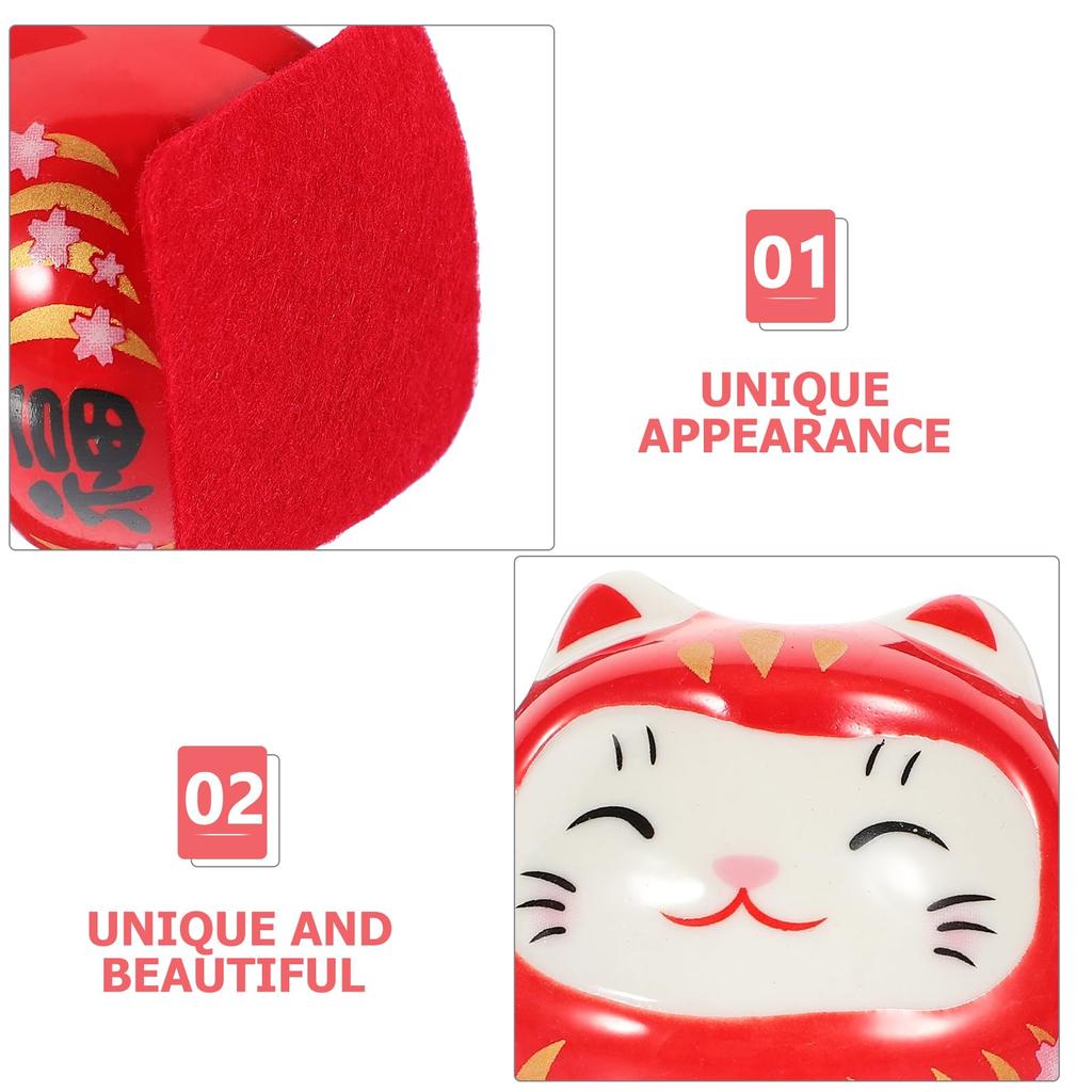 NUOLUX Daruma Lucky Cat Daruma Figurine Ceramic Ornament 5 Pieces 5 Colors Lucky Charm Mini Daruma Japanese Style Interior Stylish Cute Car Ornament
