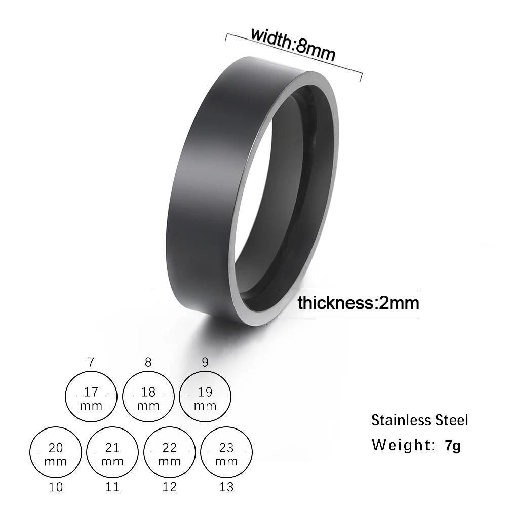 6mm/8mm Wide Stainless Steel Rings for Men Women Simple Smooth Gold Color Black Anniversary Ring Wedding Jewelry Wholesale