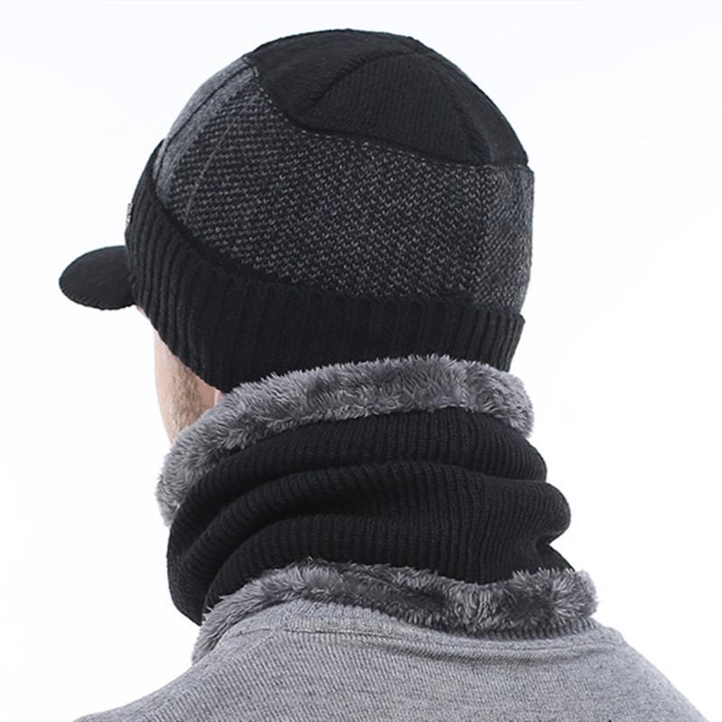 Men Winter Hat Casual Winter Beanie Hat For Men Plush Lining Wool Hat High Quality Warm Knitted Hat