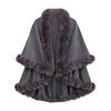 Women Cape Shawl with Fur Collar Soft Warm Wrap Double Layer Knit Cardigan Acrylic Warm Poncho for Fall Winter