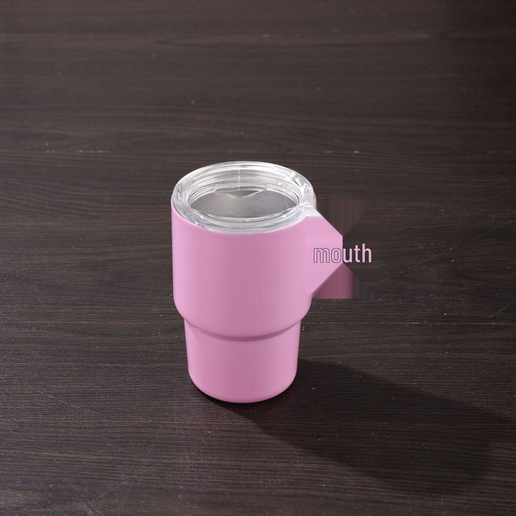 3oz Mini 304 Stainless Steel Insulated Car Cup with Straw - Trapezoidal Design, Portable Ice Buster