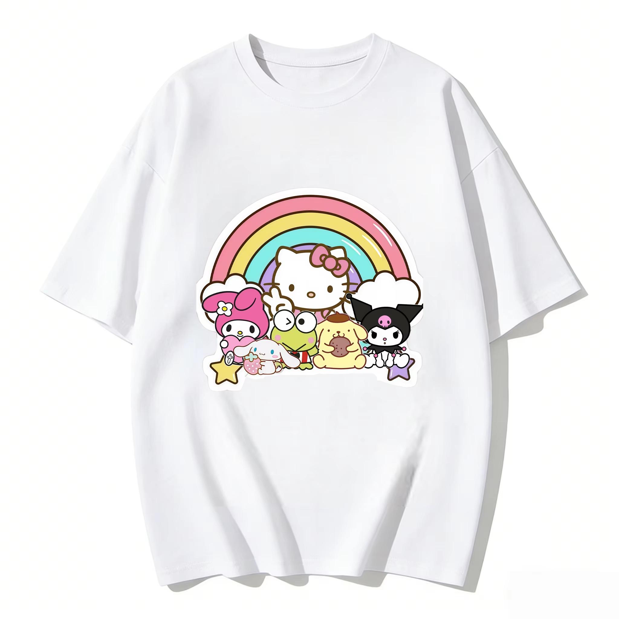 

2026 HelloKitty Tee soft cotton short sleeve crew neck cute print lightweight summer top for Women daily casual wear S