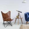 2 Handmade VINTAGE BROWN BUFFALO LEATHER BUTTERFLY RELAX ARM CHAIR BKF WITH STAND