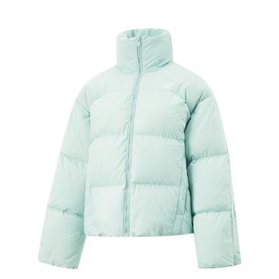 Li Ning Hot Pot Down Series Water Resistant Stand Collar Letter Print Warm Casual Versatile Zipper Short Winter Down Jacket Women Jacket AYMU478-3