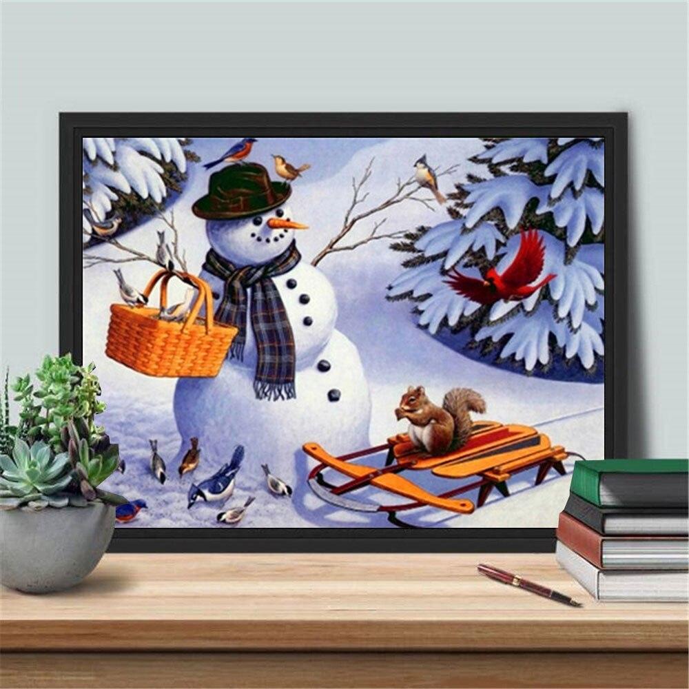 Diamond Painting Christmas Snowman 5D DIY Diamond Embroidery Winter Mosaic Bird Picture Of Rhinestone Decor For Home