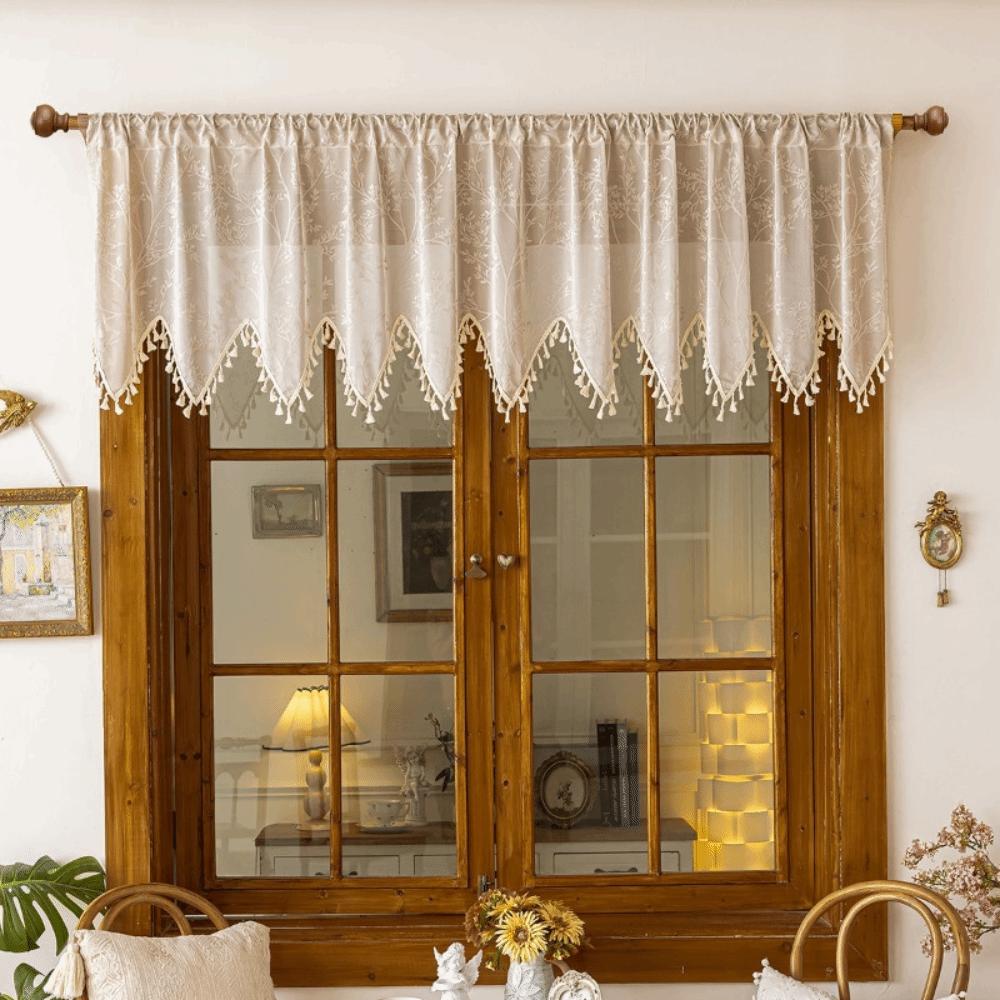 

Rustic Style Summer Short Tulle Window Curtains Sun Shade Window Valance Sheer Balcony 55.12x23.62 in белый