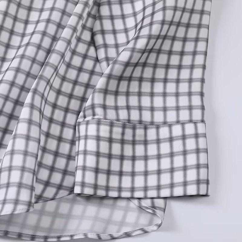 BM&MD&ZA Women's Plaid Long Sleeve Shirt - Summer Casual Commuting Fashion