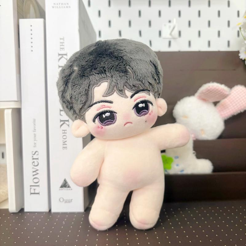 20cm Yan Haoxiang Cotton Doll Plush Toy Idol Star Stuffed Plush Figure Naked Doll Grey Hair Fans Collectible Gift for Doll Lover