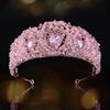 Diadema Principessa Rosa Cristallo per Sposa Barocca Copricapo Festa Matrimonio Corone