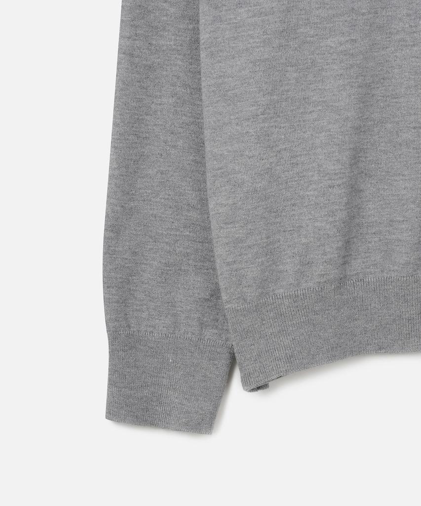 247SERIES Fine Ribbed V-Neck 12Gg Knit Melange Gray